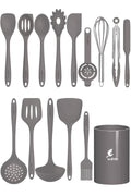 Trigona Isıya Dayanıklı Yanmaz Yapışmaz Silikon Spatula Seti 15 Parça Gri