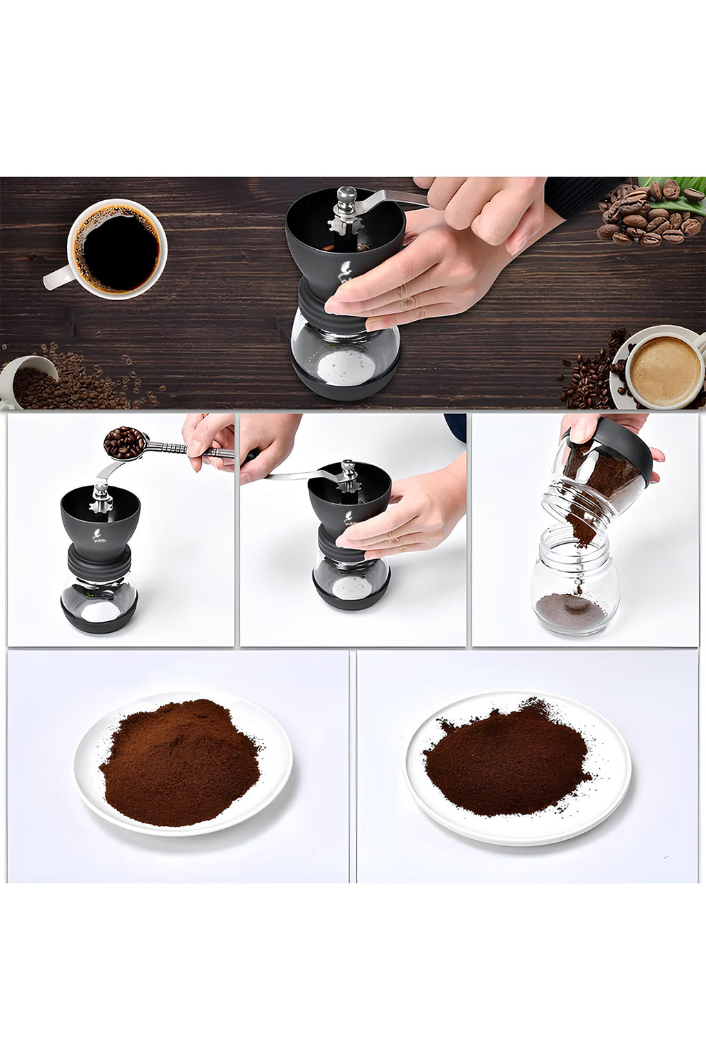 Matera Coffe Grinder Seramik Öğütücülü Cam Kahve Değirmeni Öğütücüsü