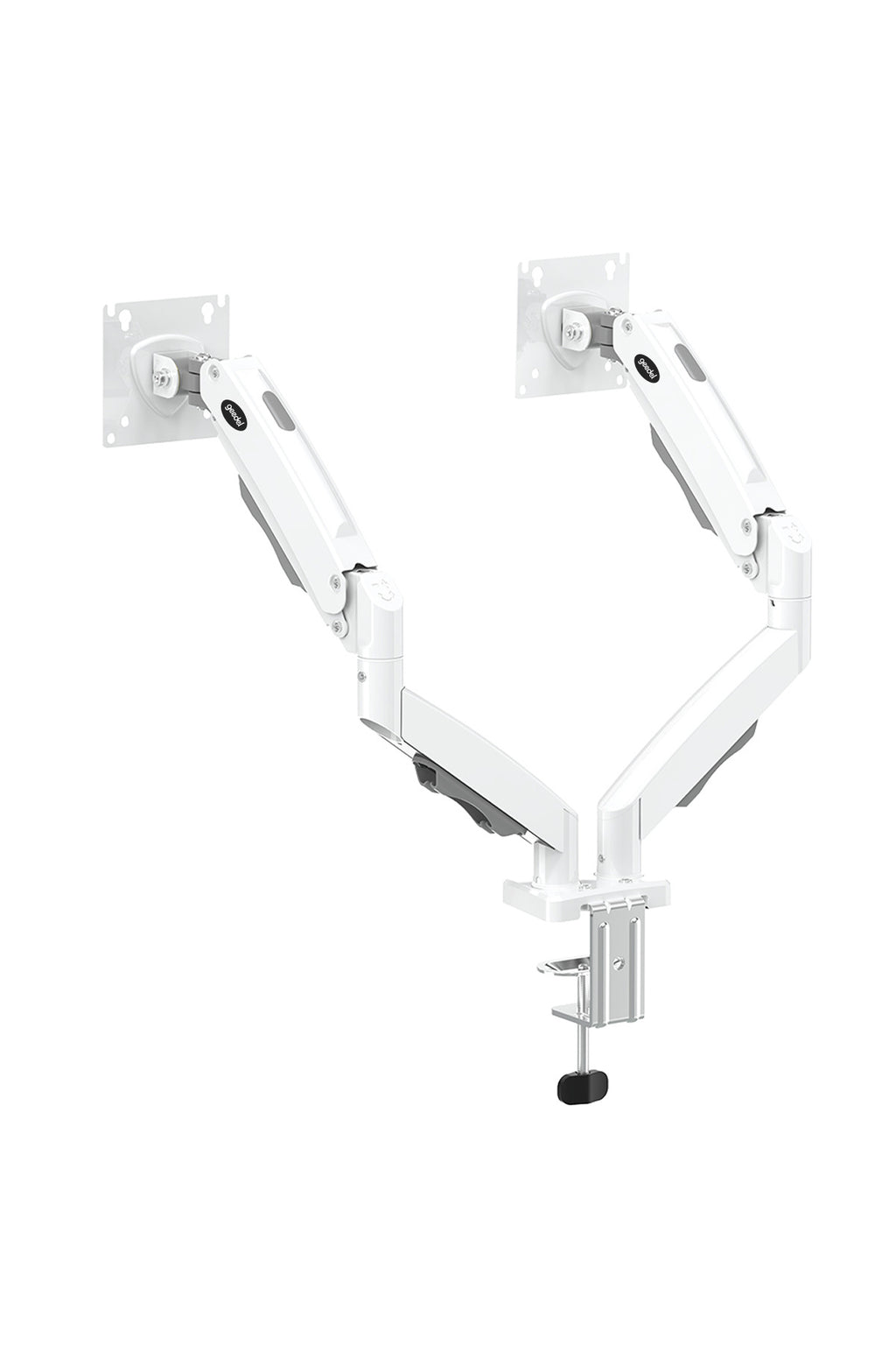 17-32 İnç Amortisörlü Çift Kollu Monitör Kolu Tam Hareketli VESA Uyumlu Masa Kelepçeli Monitör Standı (2-9 kg) - Beyaz