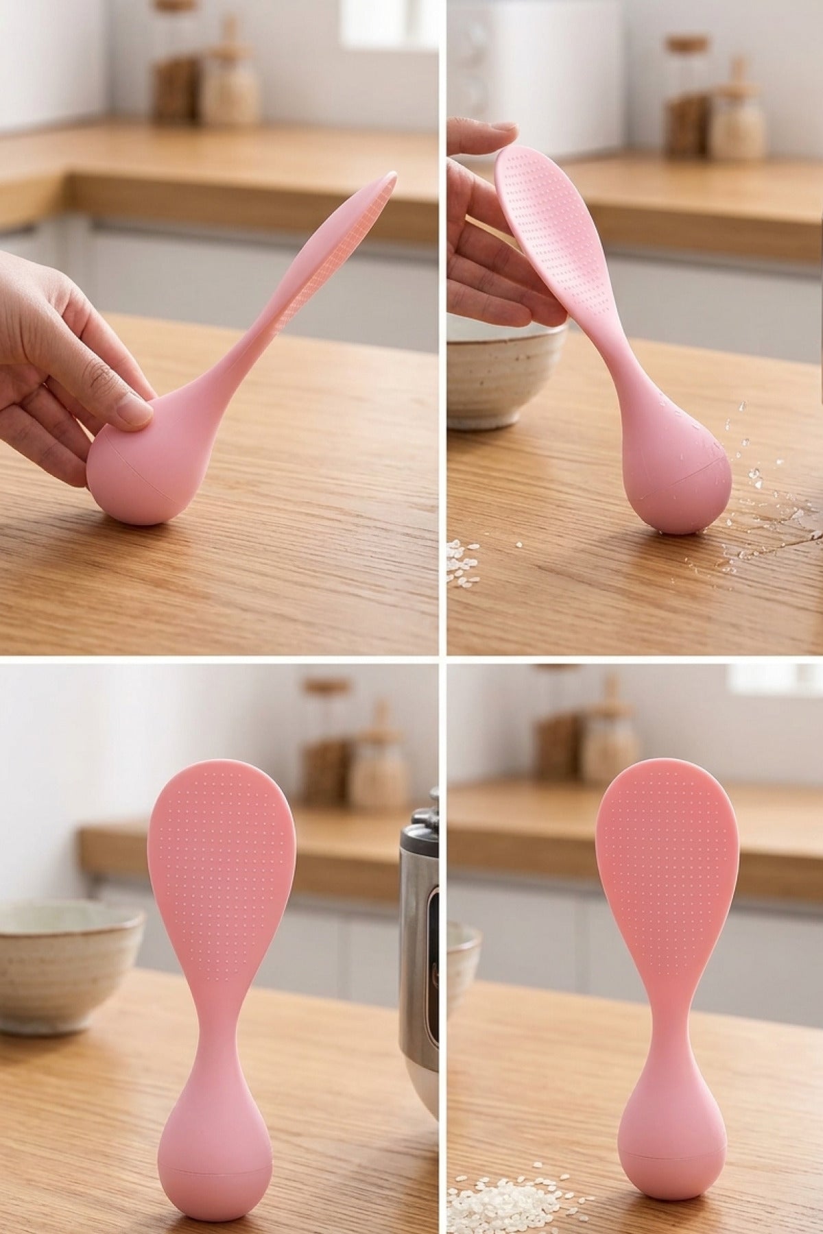 Lena Dik Durabilen Standlı Plastik Pilav Kaşığı Pembe