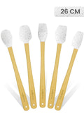 Indigo 5'li Beyaz Noktalı Bambu Silikon Spatula Seti Uzun 26 Cm