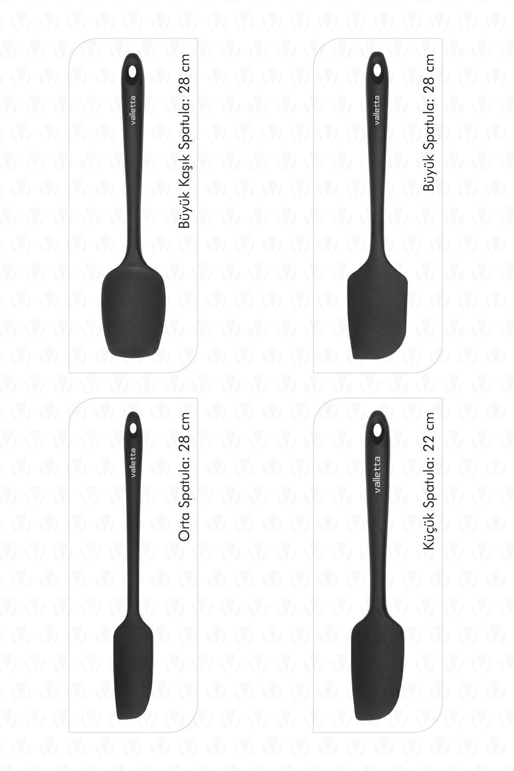 Osteris Isıya Dayanıklı Yanmaz Yapışmaz Silikon Spatula Seti 4 Parça Siyah