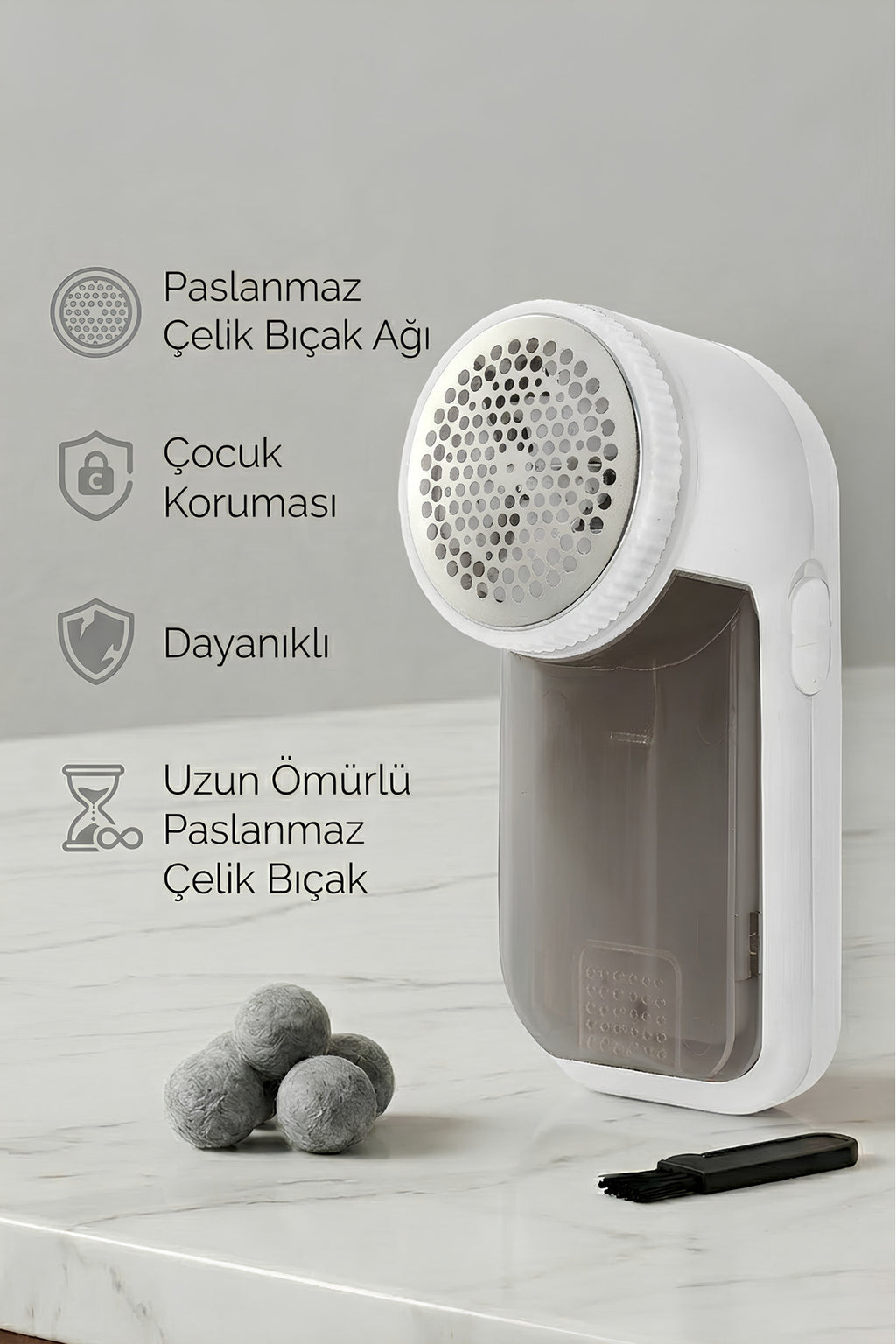 Treventus Pilli Tiftik Temizleyici Tüy Toplayıcı Beyaz