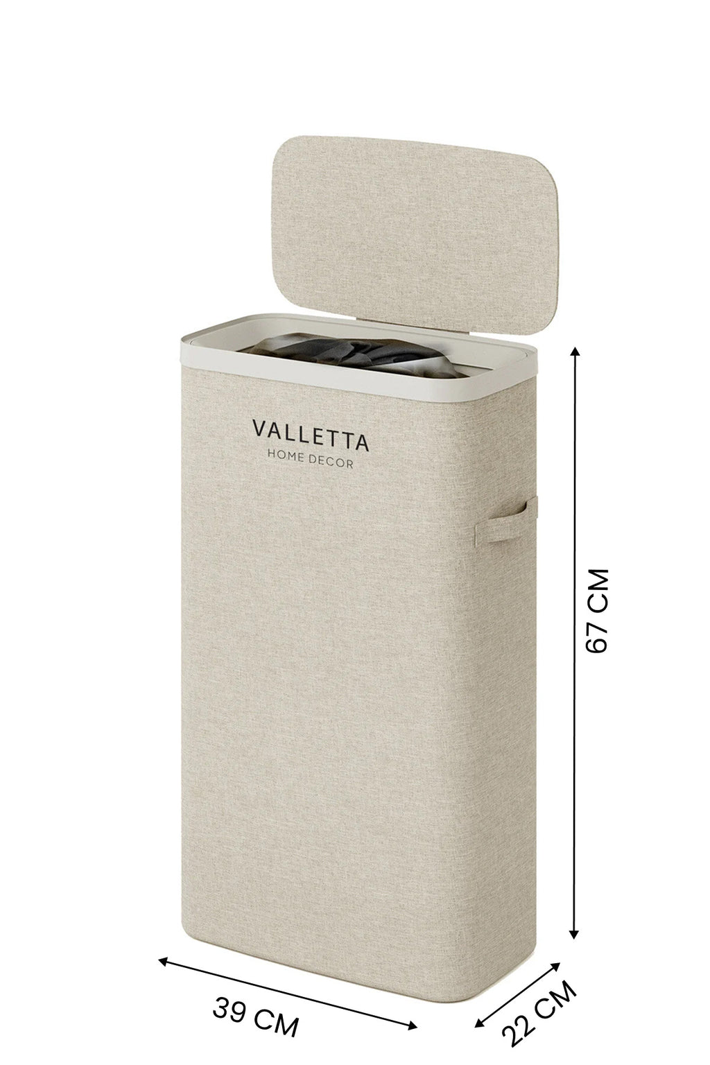 Paloma 40l Tek Yıkanabilir Bölmeli Katlanabilir Kumaş Kirli Çamaşır Sepeti Cappuccino Beige