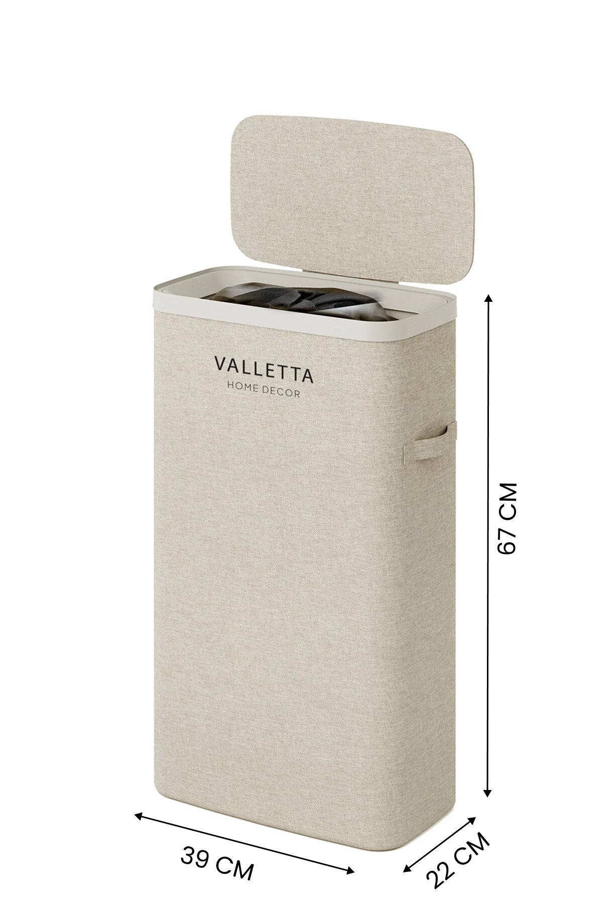 Paloma 40l Tek Yıkanabilir Bölmeli Katlanabilir Kumaş Kirli Çamaşır Sepeti Cappuccino Beige