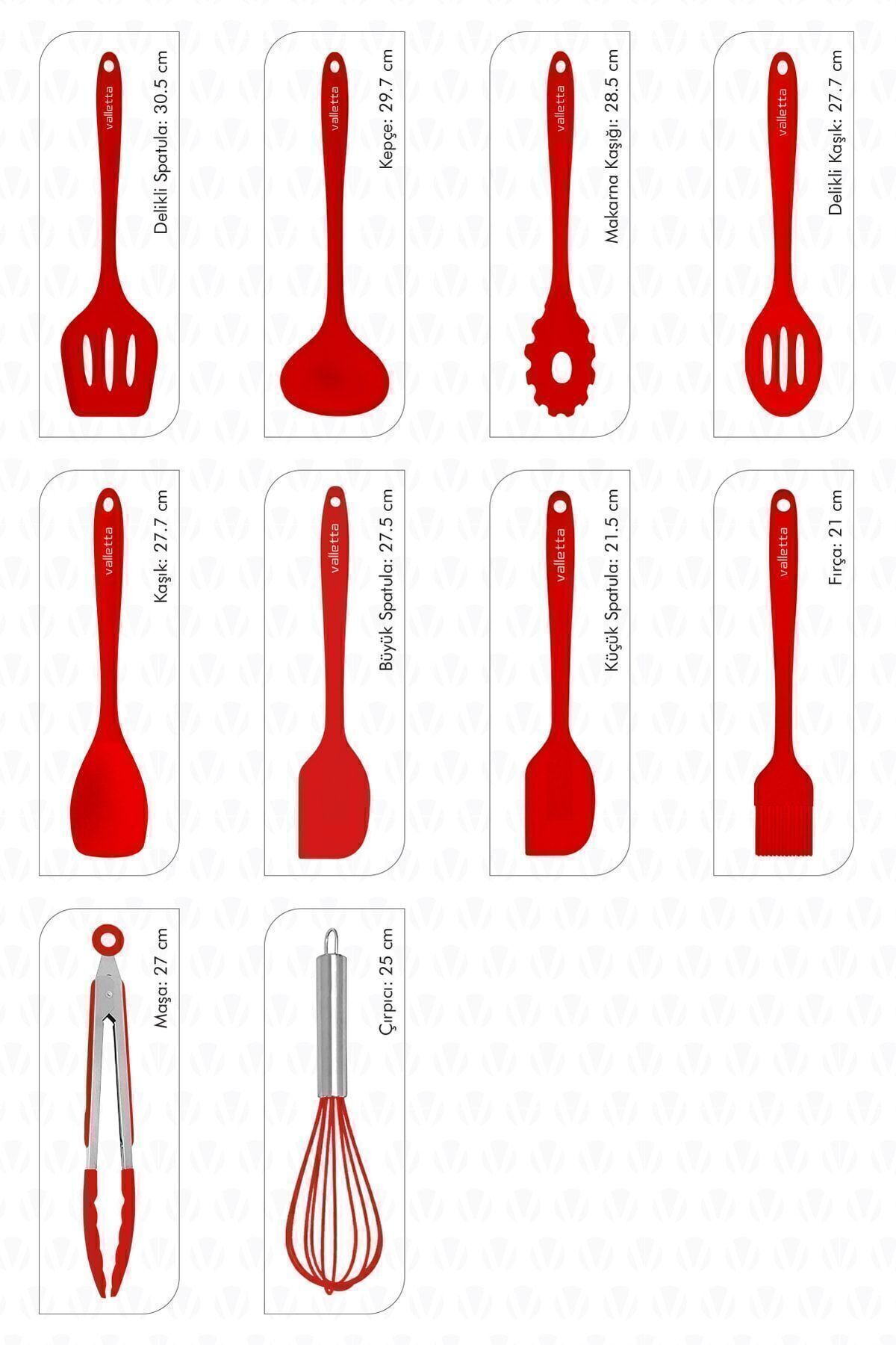 Salvatore 10 Parça Spatula Set Kırmızı