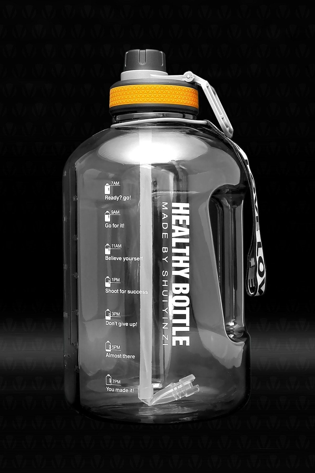 Winta Bpa Içermez Motivasyonel Su Matarası 2.5 Lt Siyah Su Matarası, Su Şişesi, Suluk (ÇANTASIZ)