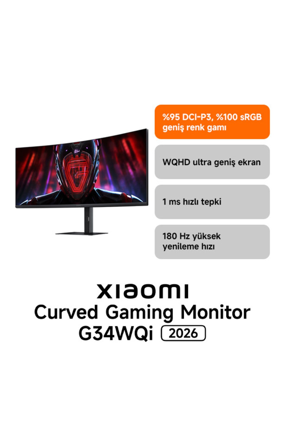 Curved Gaming Monitör G34WQi 34″ 180Hz 1ms UWQHD Oyuncu Monitör
