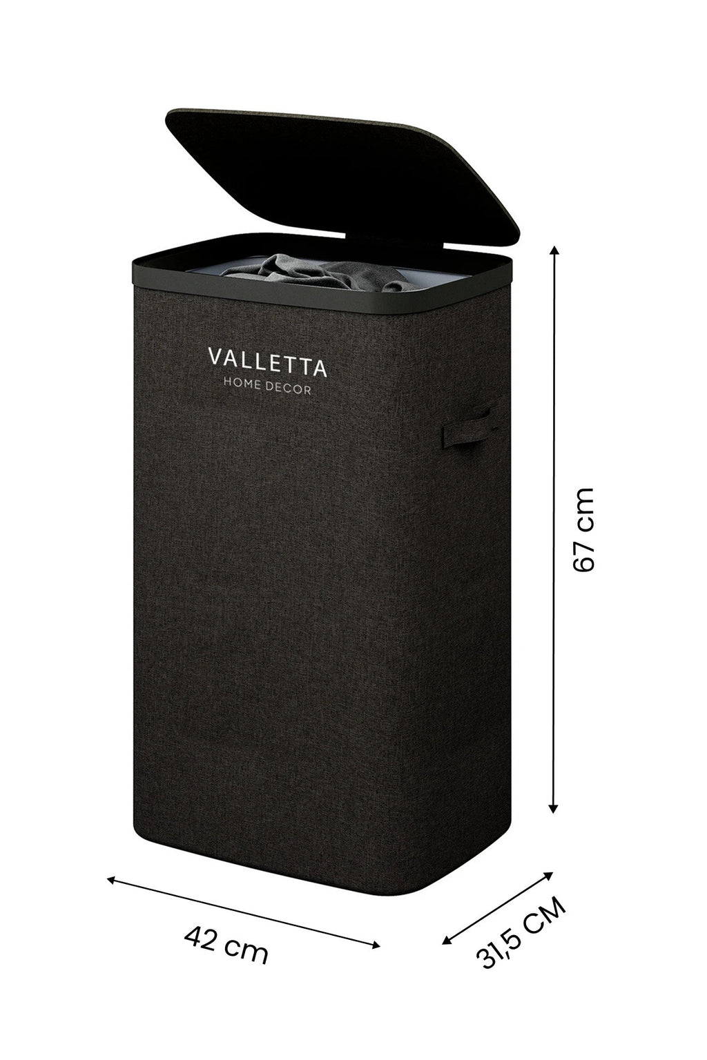 Paloma 60l Tek Yıkanabilir Bölmeli Katlanabilir Kumaş Kirli Çamaşır Sepeti Ink Black