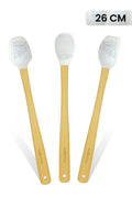 Indigo 3'lü Gri Mermer Bambu Silikon Spatula Seti Uzun 26 cm