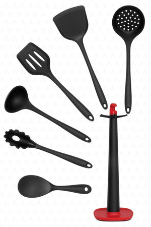 Claris Standlı 7 Parça Spatula Set Siyah