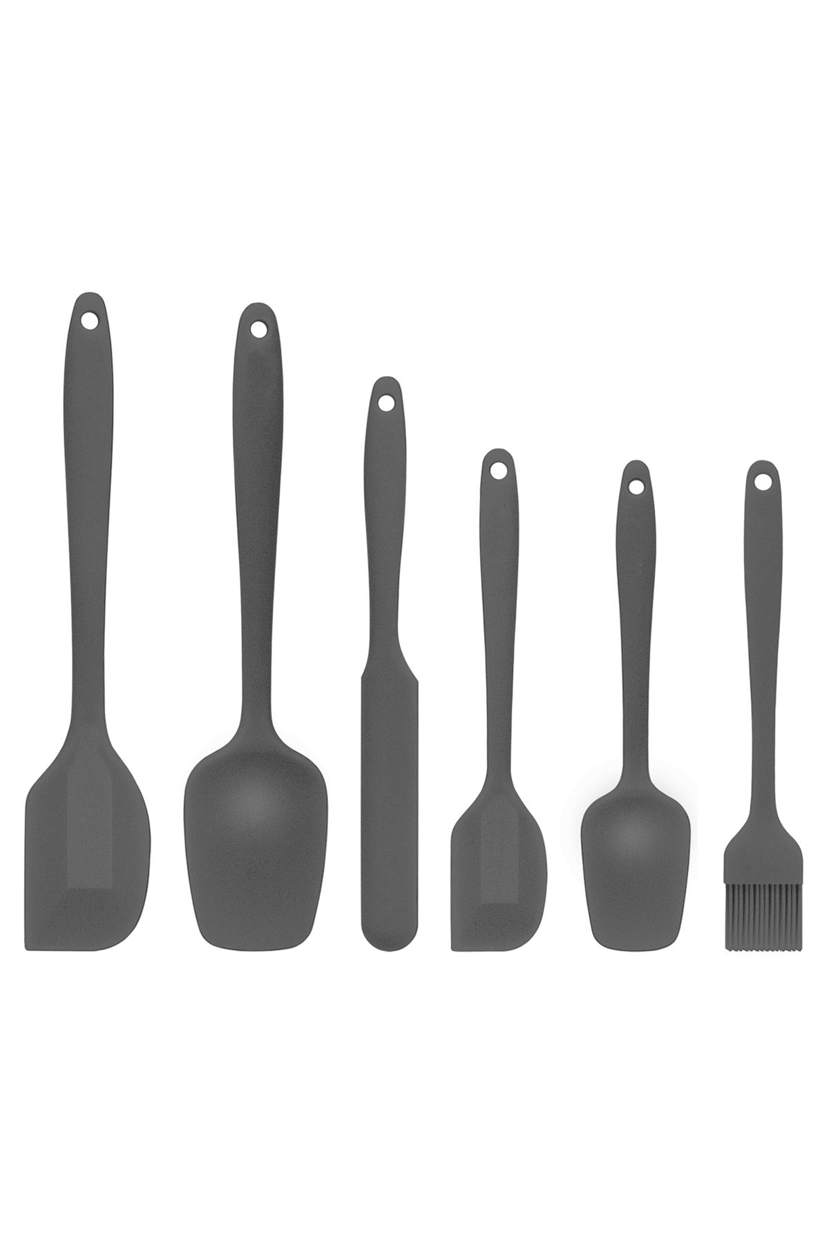 Margo Isıya Dayanıklı Yanmaz Yapışmaz Silikon Spatula Seti 6 Parça Gri