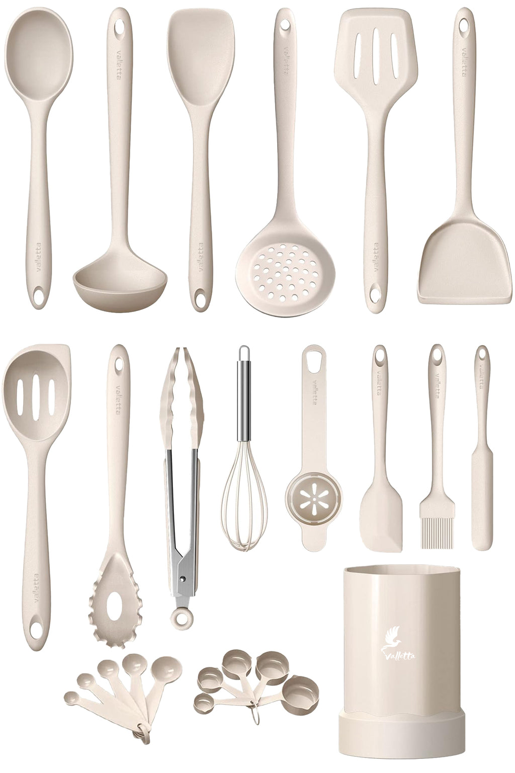 Maracas Isıya Dayanıklı Yanmaz Yapışmaz Silikon Spatula Seti 25 Parça Vanilya