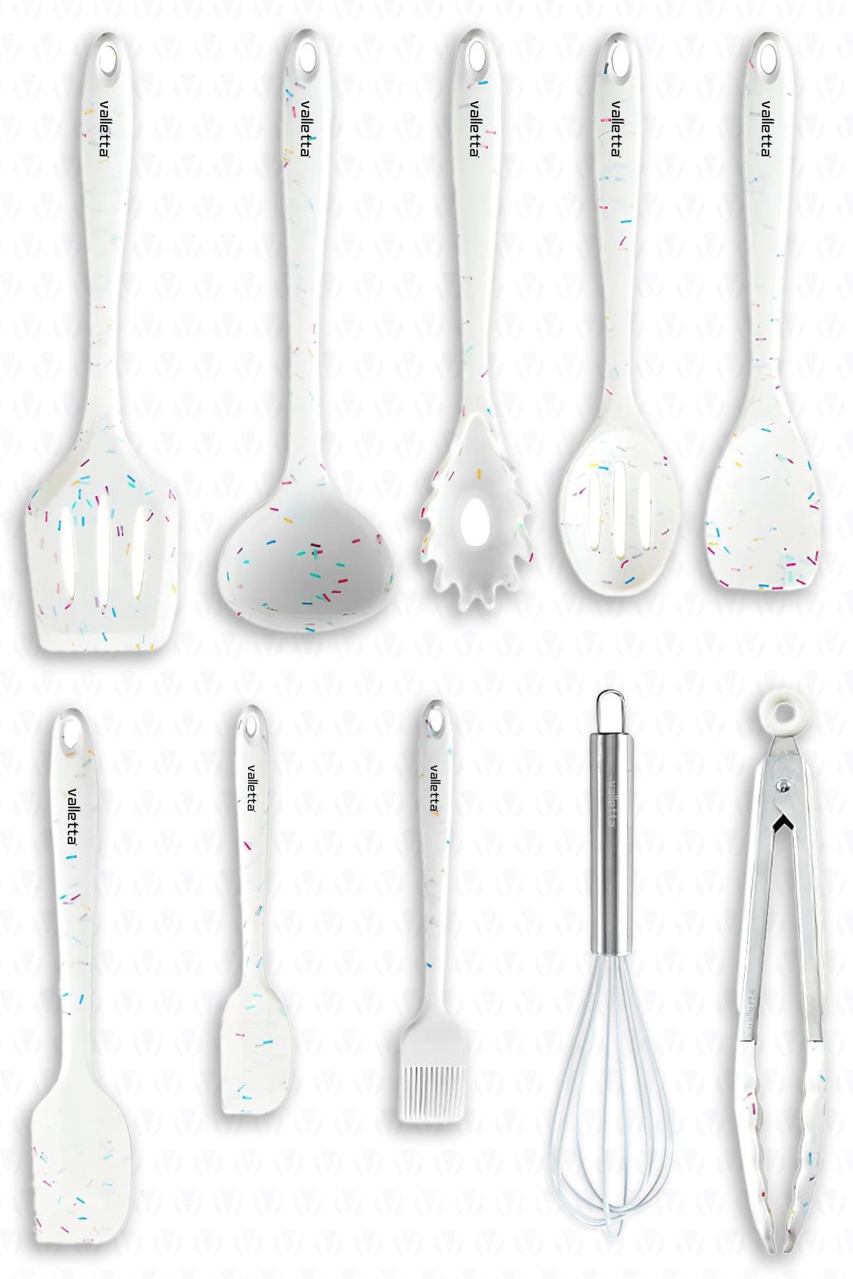 Salvatore 10 Parça Spatula Set Beyaz Renkli Noktalı