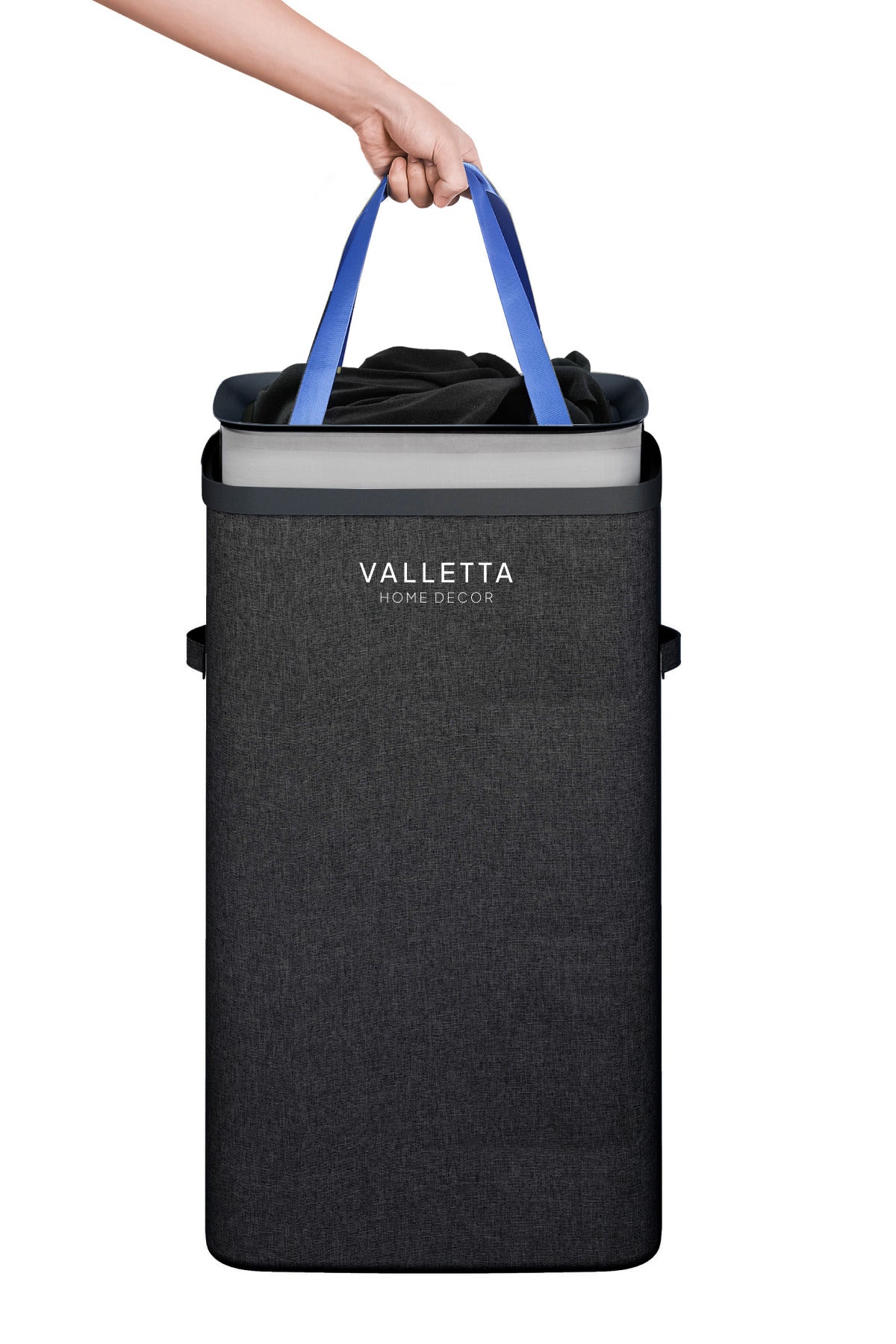 Paloma 40l Tek Yıkanabilir Bölmeli Katlanabilir Kumaş Kirli Çamaşır Sepeti Ink Black