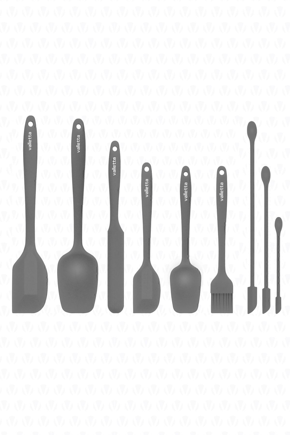 Drongo Kavanoz Sıyırıcılı Silikon Spatula Seti 9 Parça Gri