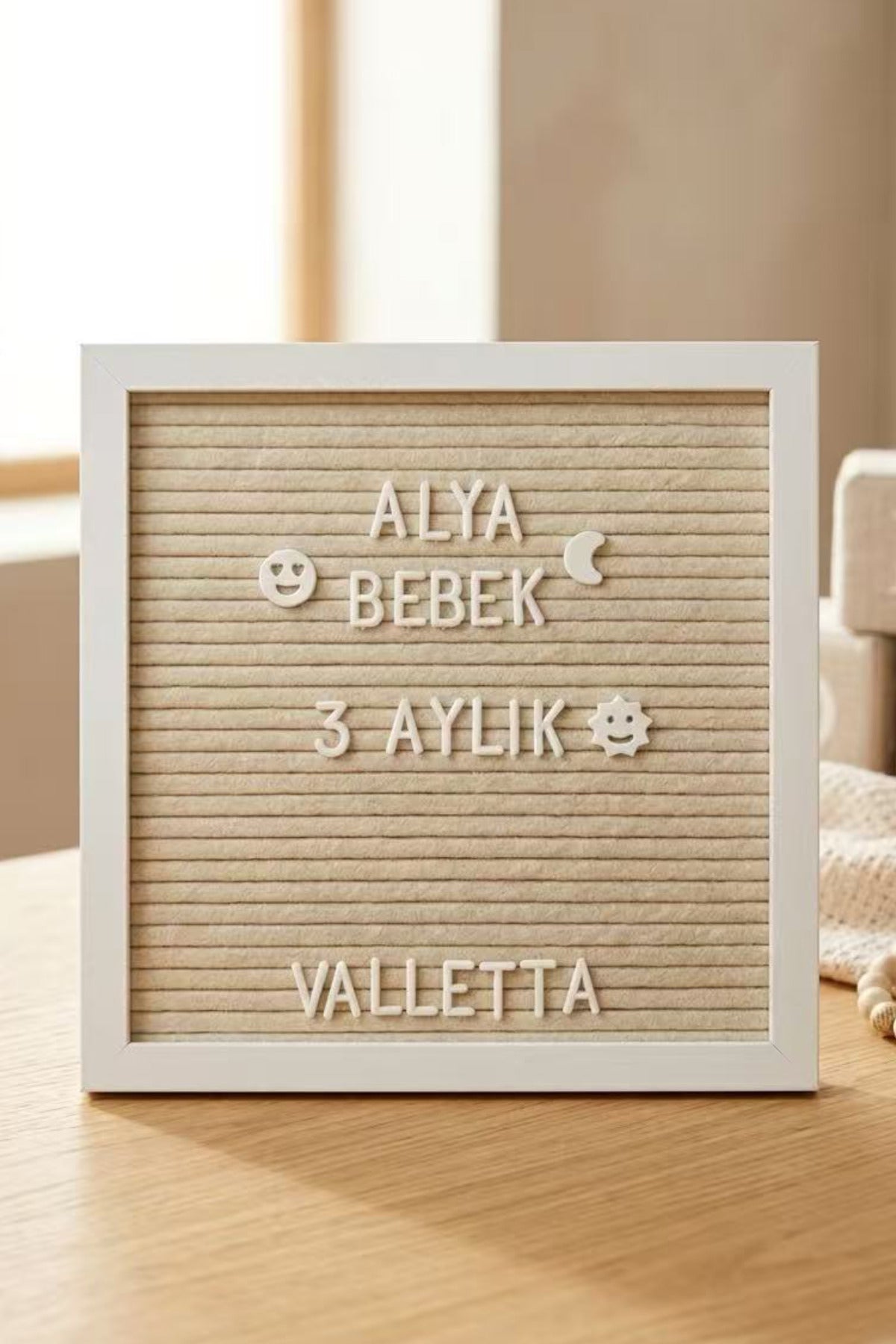 Palomita Ahşap Beyaz Yazı Panosu Mesaj Tahtası ve Beyaz Harf Seti 230 Karakter