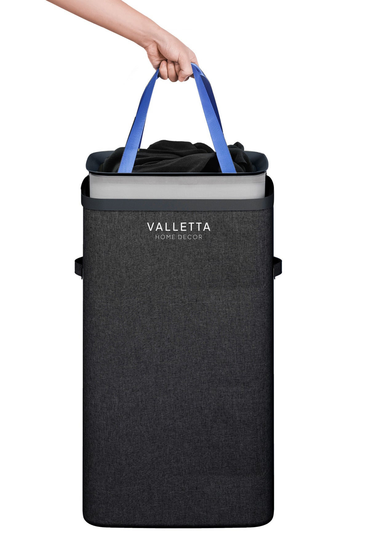 Paloma 60l Tek Yıkanabilir Bölmeli Katlanabilir Kumaş Kirli Çamaşır Sepeti Ink Black