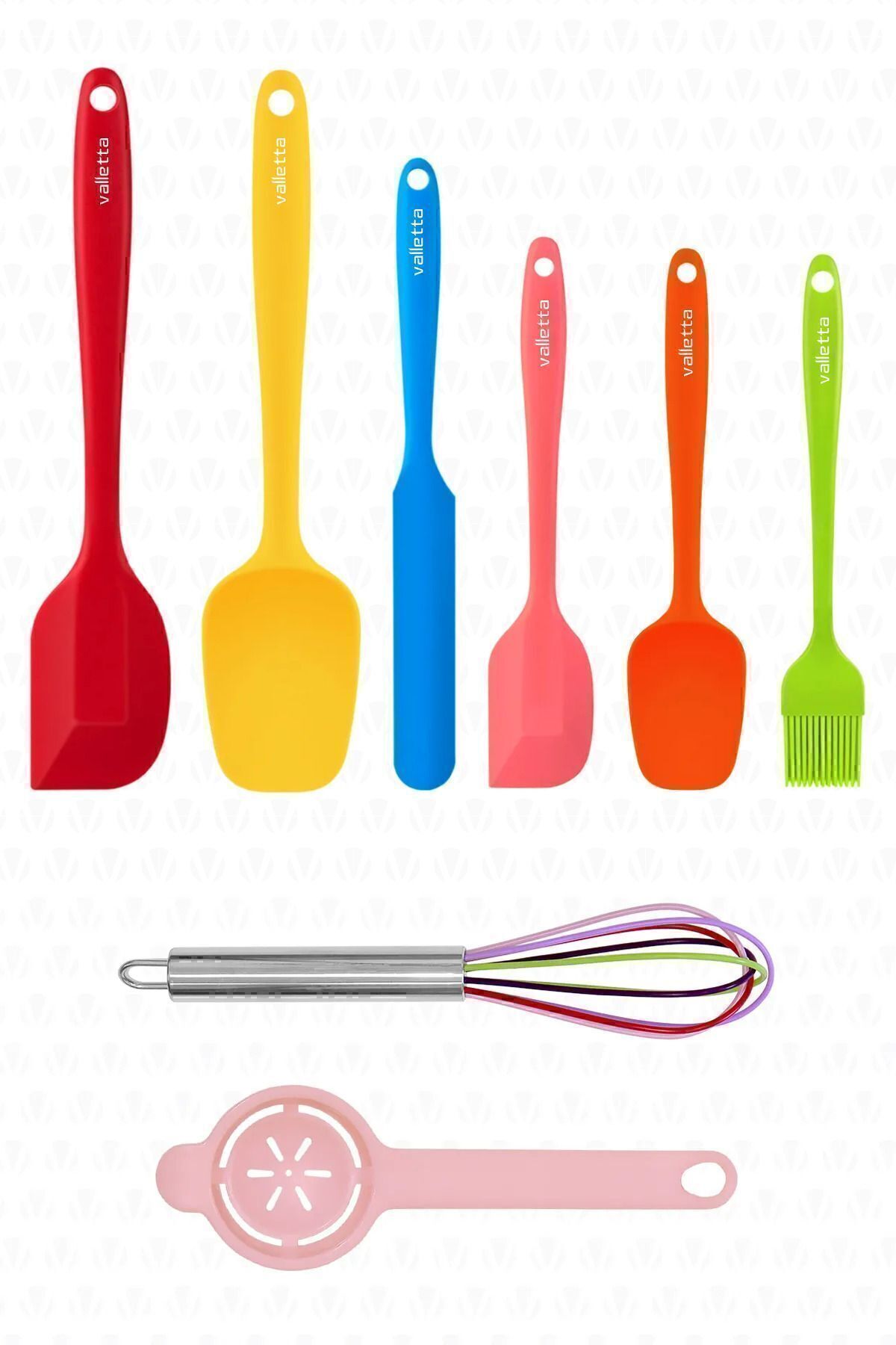 Drongo Isıya Dayanıklı Yanmaz Yapışmaz Silikon Spatula Seti 8 Parça Karışık Renk