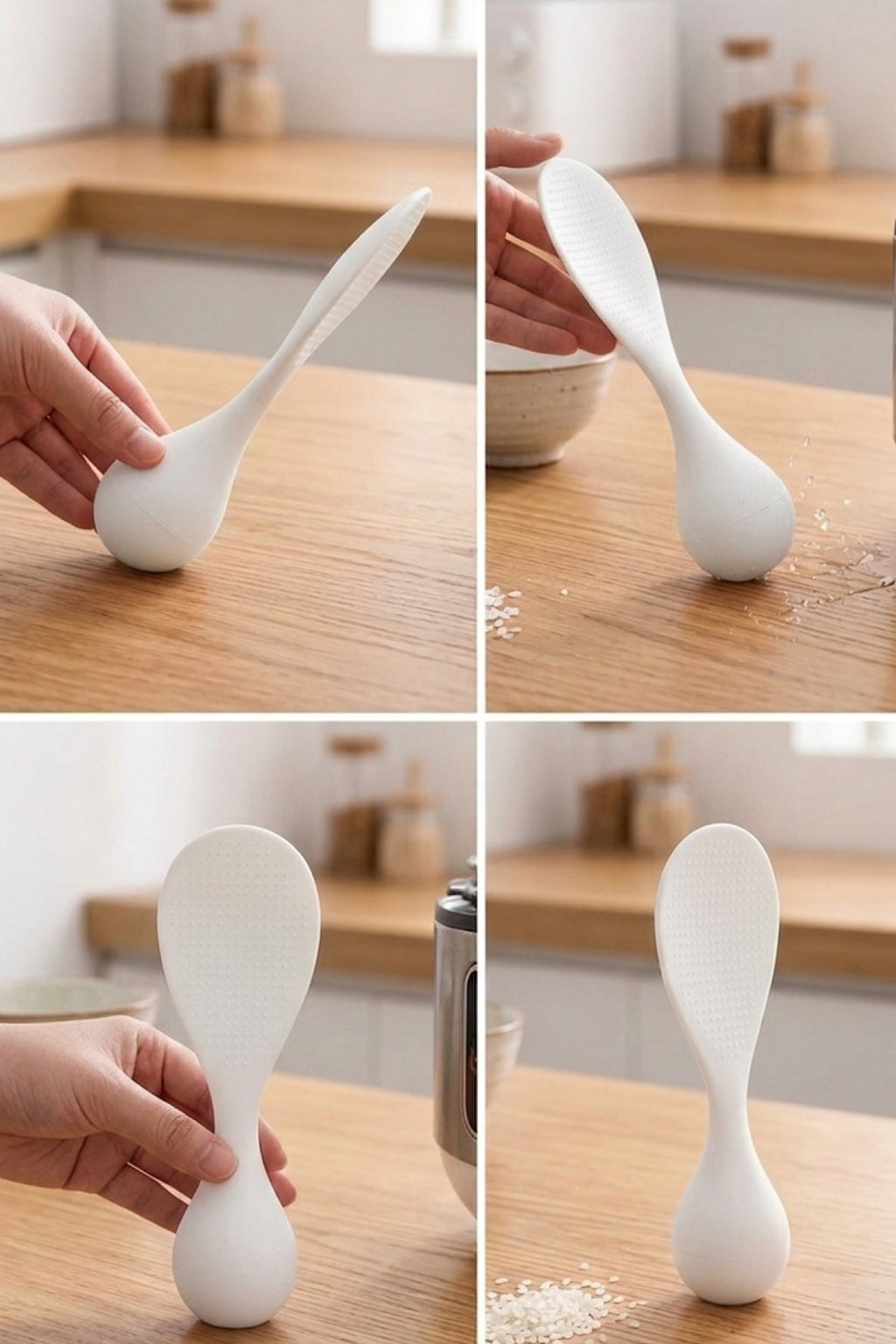 Lena Dik Durabilen Standlı Plastik Pilav Kaşığı Beyaz