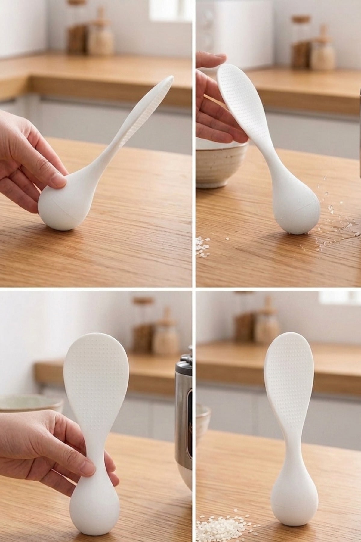 Lena Dik Durabilen Standlı Plastik Pilav Kaşığı Beyaz