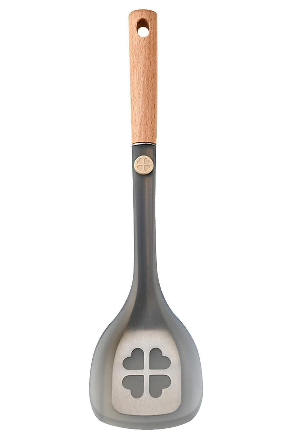 Fortuna Yonca Desenli Ahşap Saplı Şeffaf Silikon Uçlu Spatula