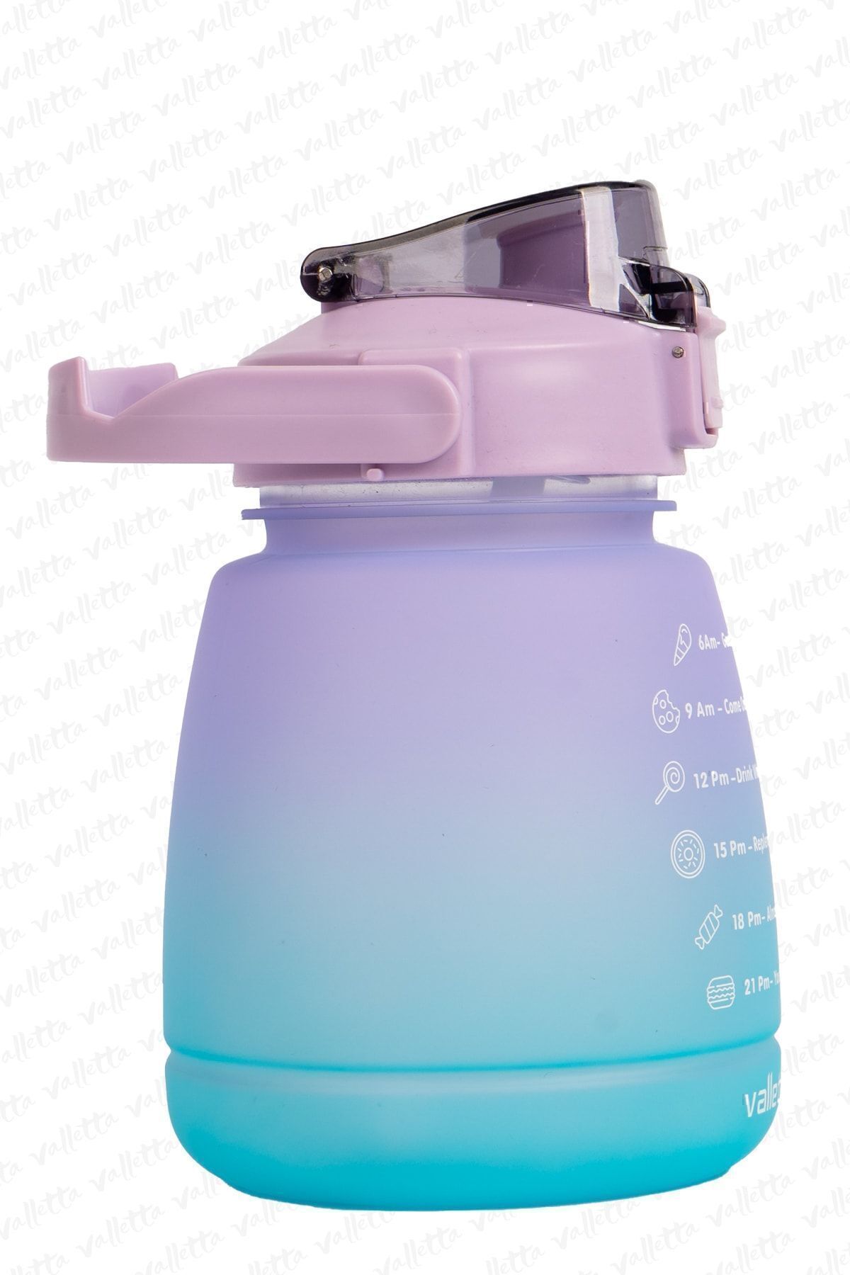 Lusca BPA İçermez Motivasyonel Su Matarası 1,3 LT Mor-Yeşil Su Matarası,Su Şişesi,Suluk
