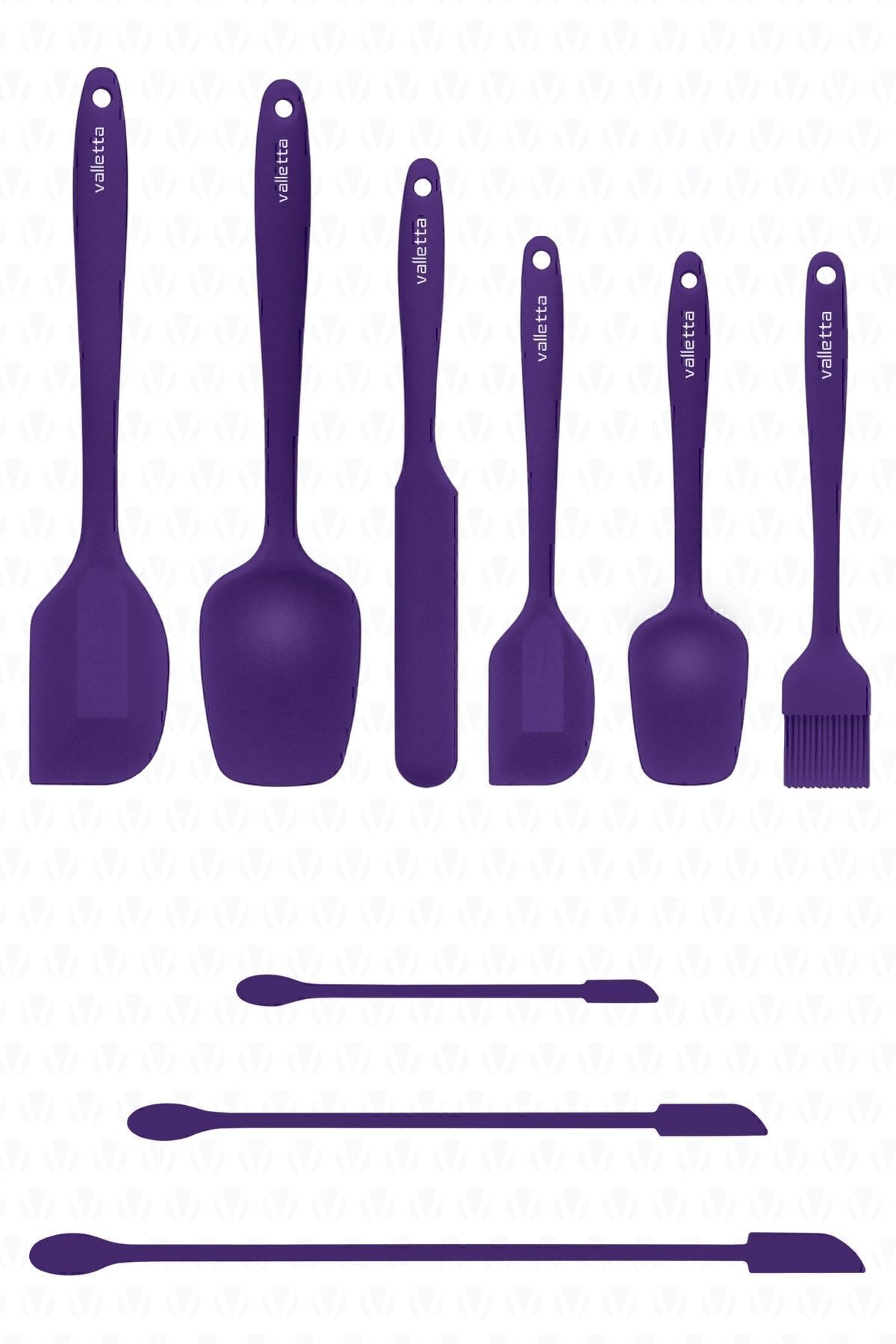 Drongo Kavanoz Sıyırıcılı Silikon Spatula Seti 9 Parça Mor