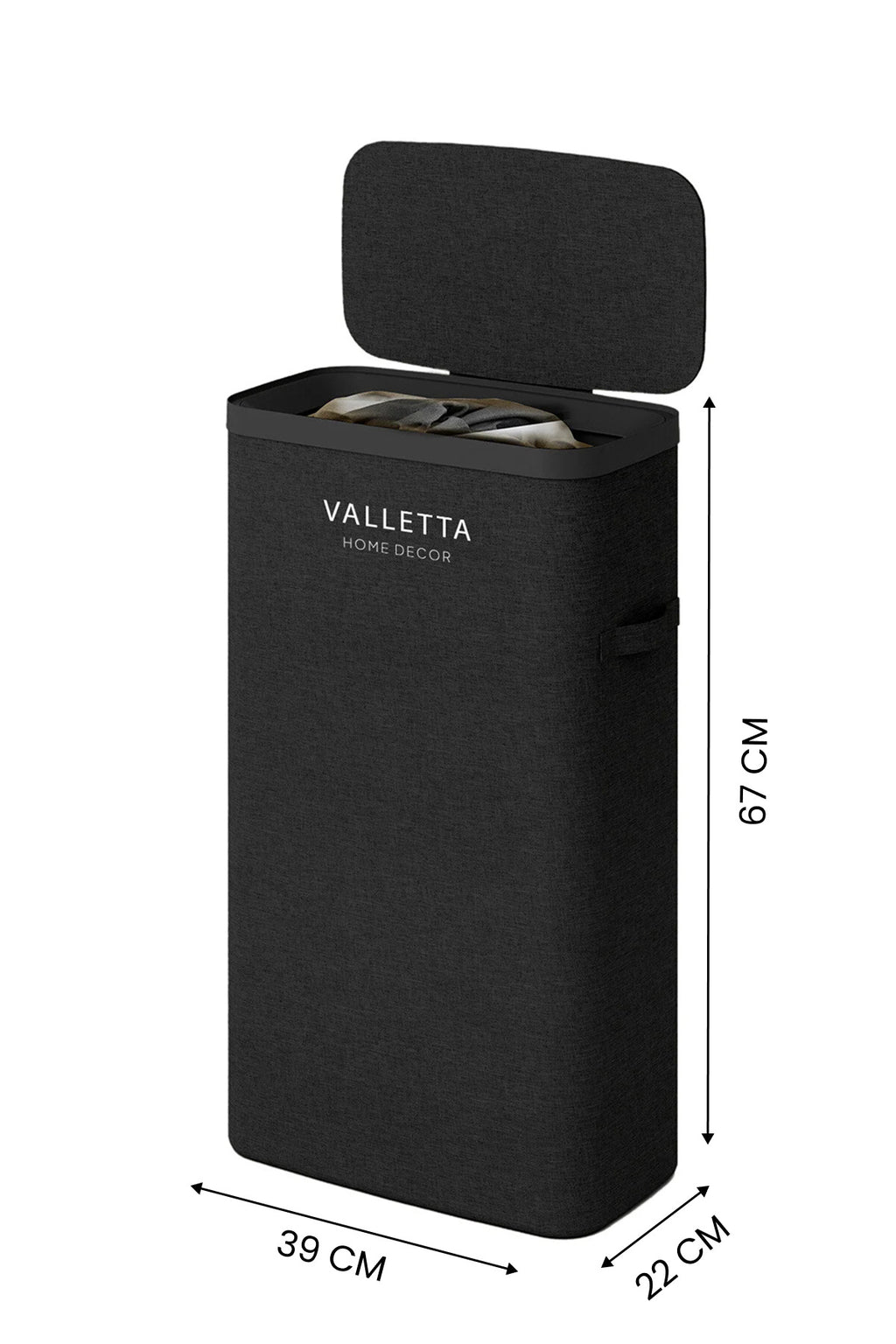 Paloma 40l Tek Yıkanabilir Bölmeli Katlanabilir Kumaş Kirli Çamaşır Sepeti Ink Black