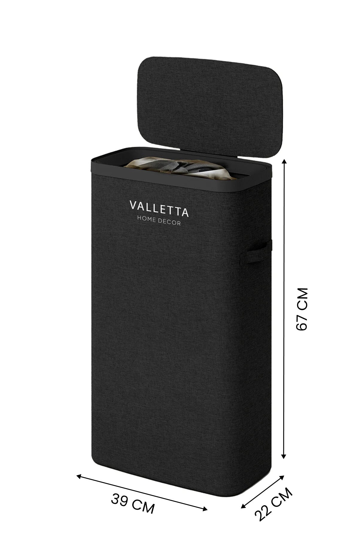 Paloma 40l Tek Yıkanabilir Bölmeli Katlanabilir Kumaş Kirli Çamaşır Sepeti Ink Black