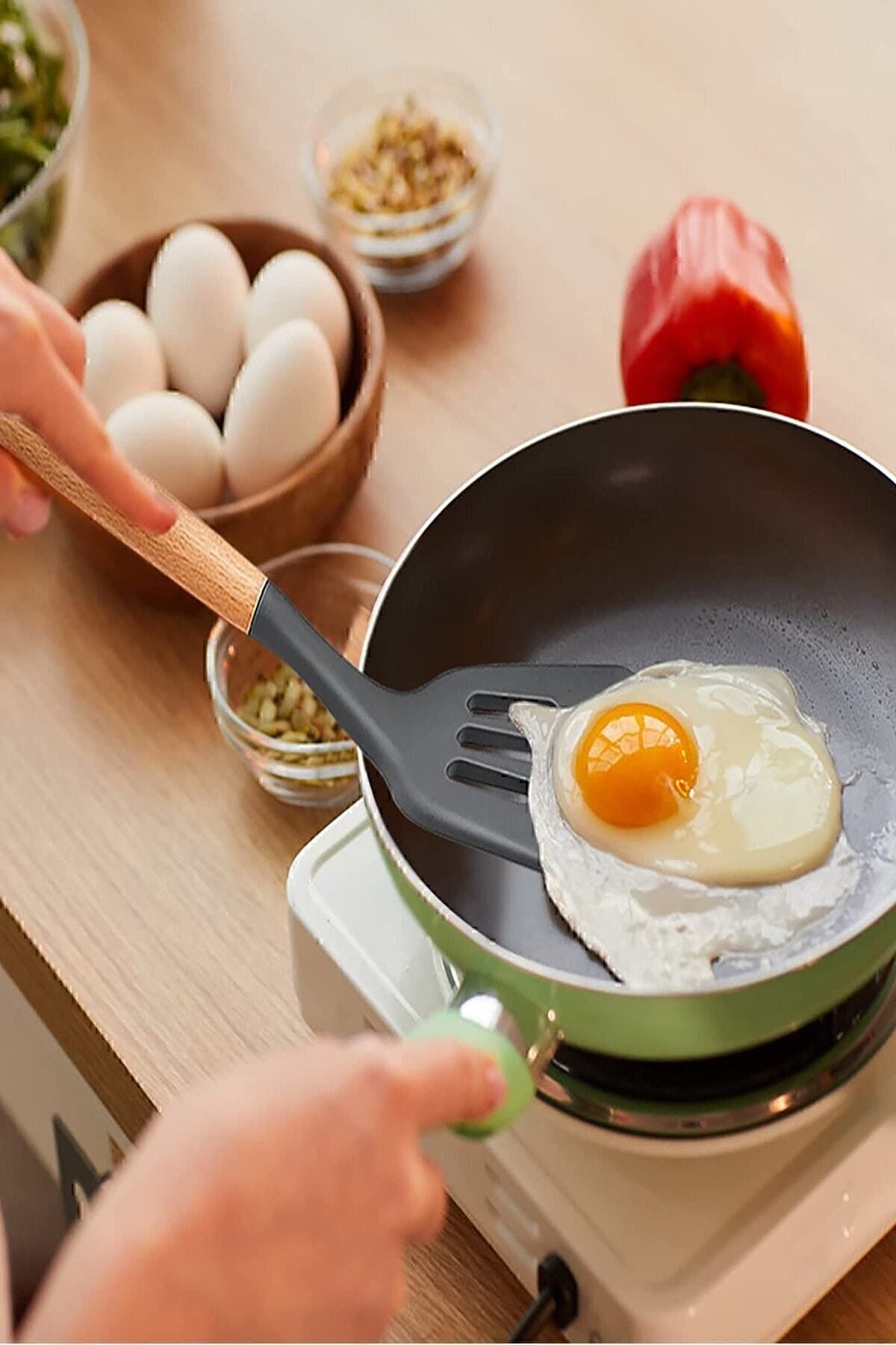 Mikla Isıya Dayanıklı Yanmaz Yapışmaz 33 Parça Silikon Spatula Mutfak Seti Gri