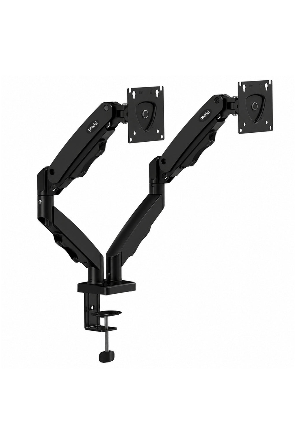 17-32 İnç Amortisörlü Çift Kollu Monitör Kolu Tam Hareketli VESA Uyumlu Masa Kelepçeli Monitör Standı (2-9 kg) - Siyah