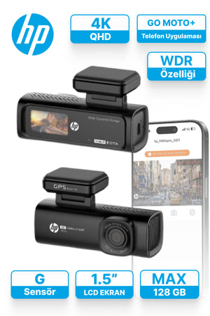 F499x 4K Ultra HD Akıllı Araç İçi Kamera - Dahili GPS'li, 1.5" LCD Ekranlı, Wi-Fi Telefon Bağlantılı, WDR Gece Görüşlü ve G-Sensörlü Oto Kamera