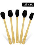 Indigo 5'li Siyah Noktalı Bambu Silikon Spatula Seti Uzun 26 Cm