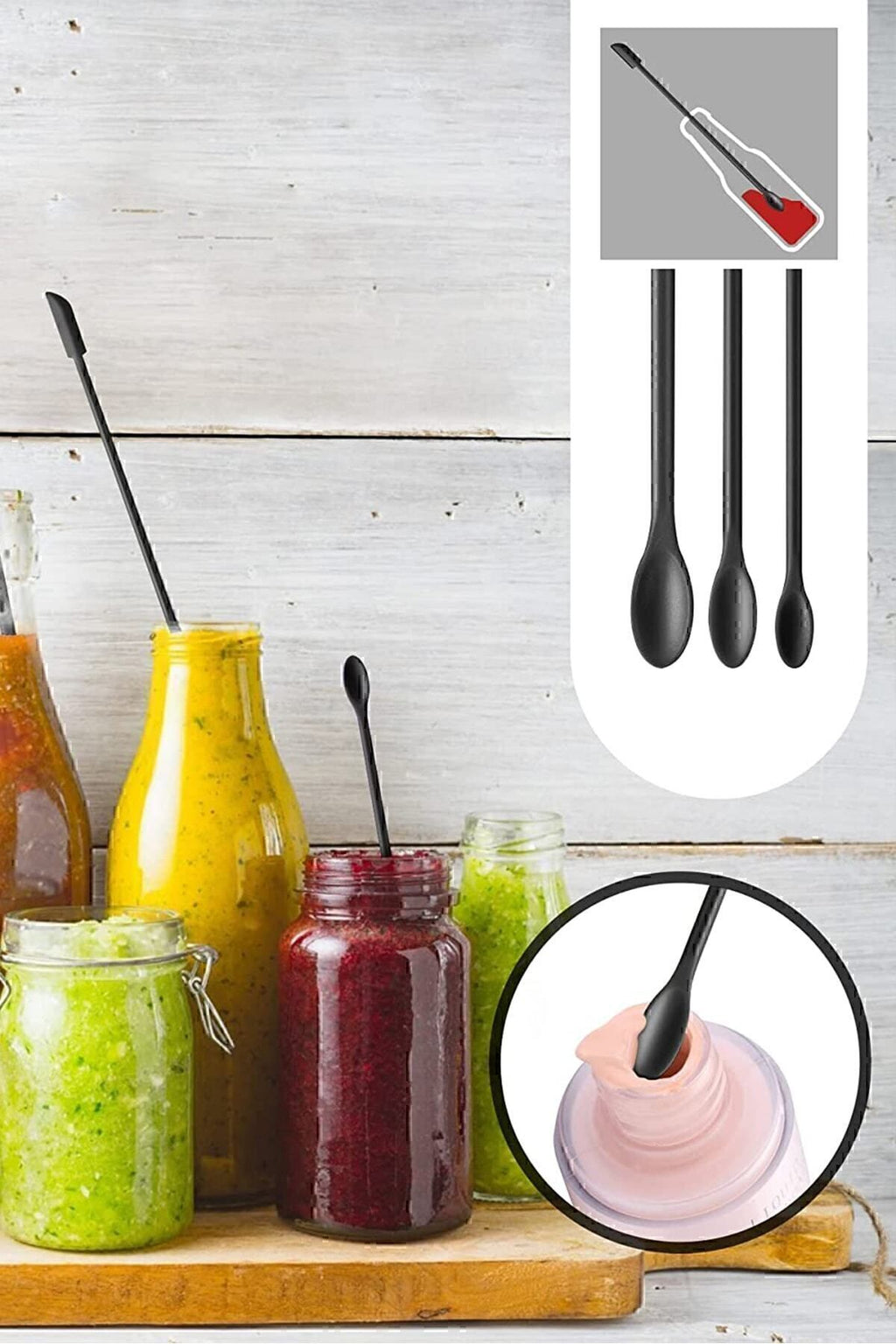 Drongo Kavanoz Sıyırıcılı Silikon Spatula Seti 9 Parça Kırmızı