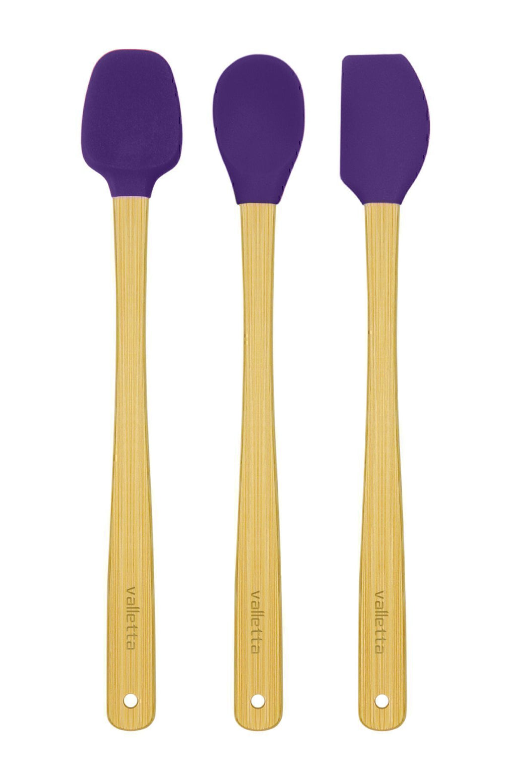 Indigo 3'lü Mor Bambu Silikon Spatula Seti Uzun 26 Cm