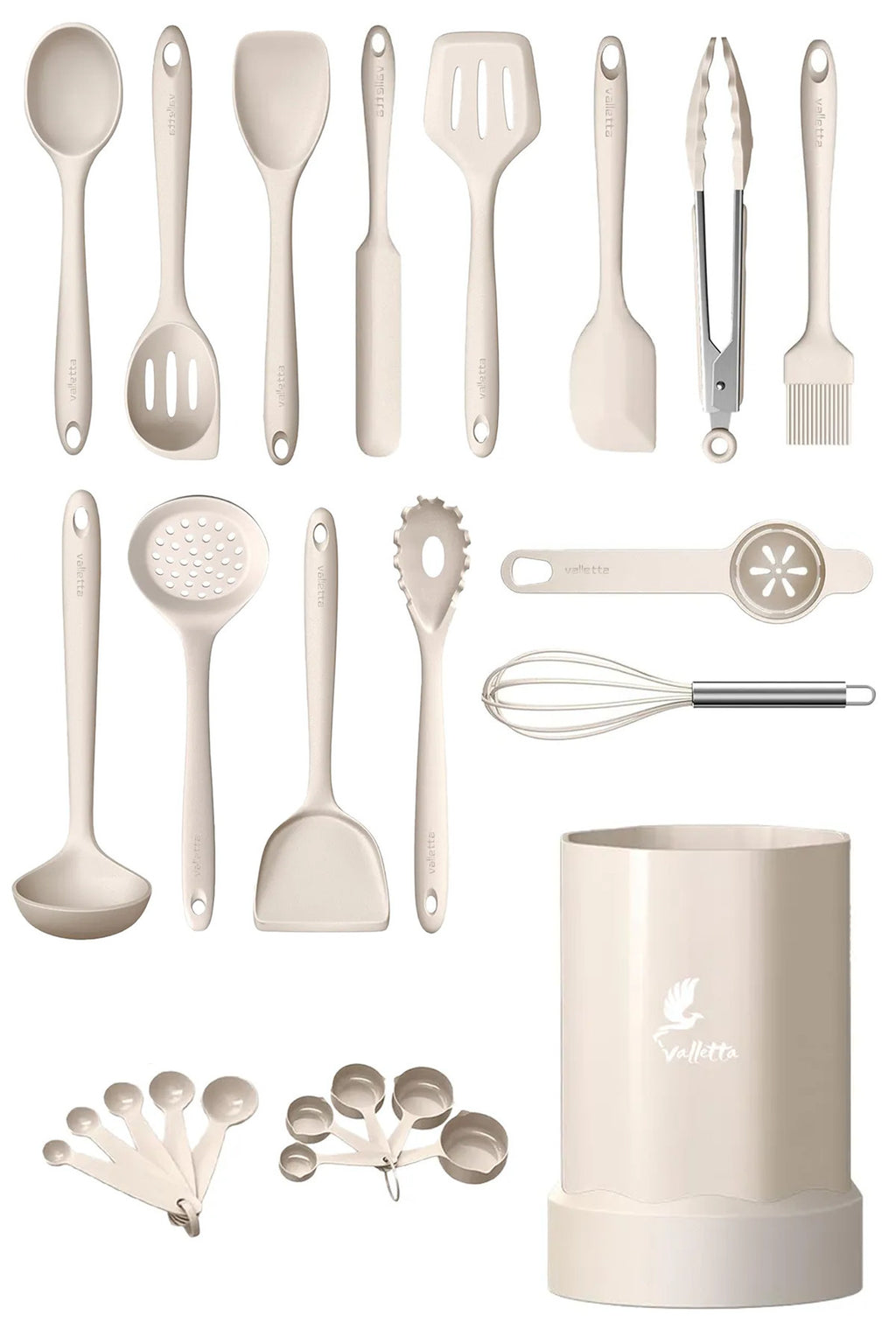 Maracas Isıya Dayanıklı Yanmaz Yapışmaz Silikon Spatula Seti 25 Parça Vanilya