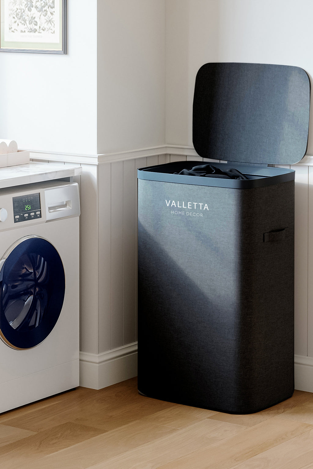 Paloma 60l Tek Yıkanabilir Bölmeli Katlanabilir Kumaş Kirli Çamaşır Sepeti Ink Black