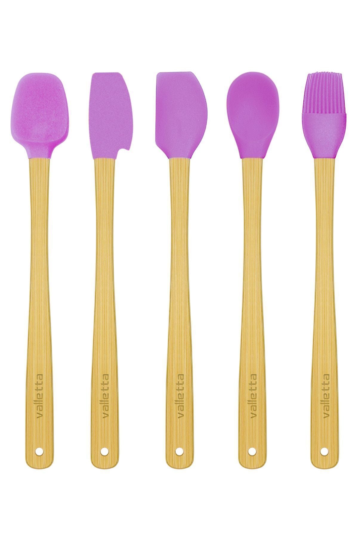 Indigo 5'li Pembe Bambu Silikon Spatula Seti Uzun 26 cm
