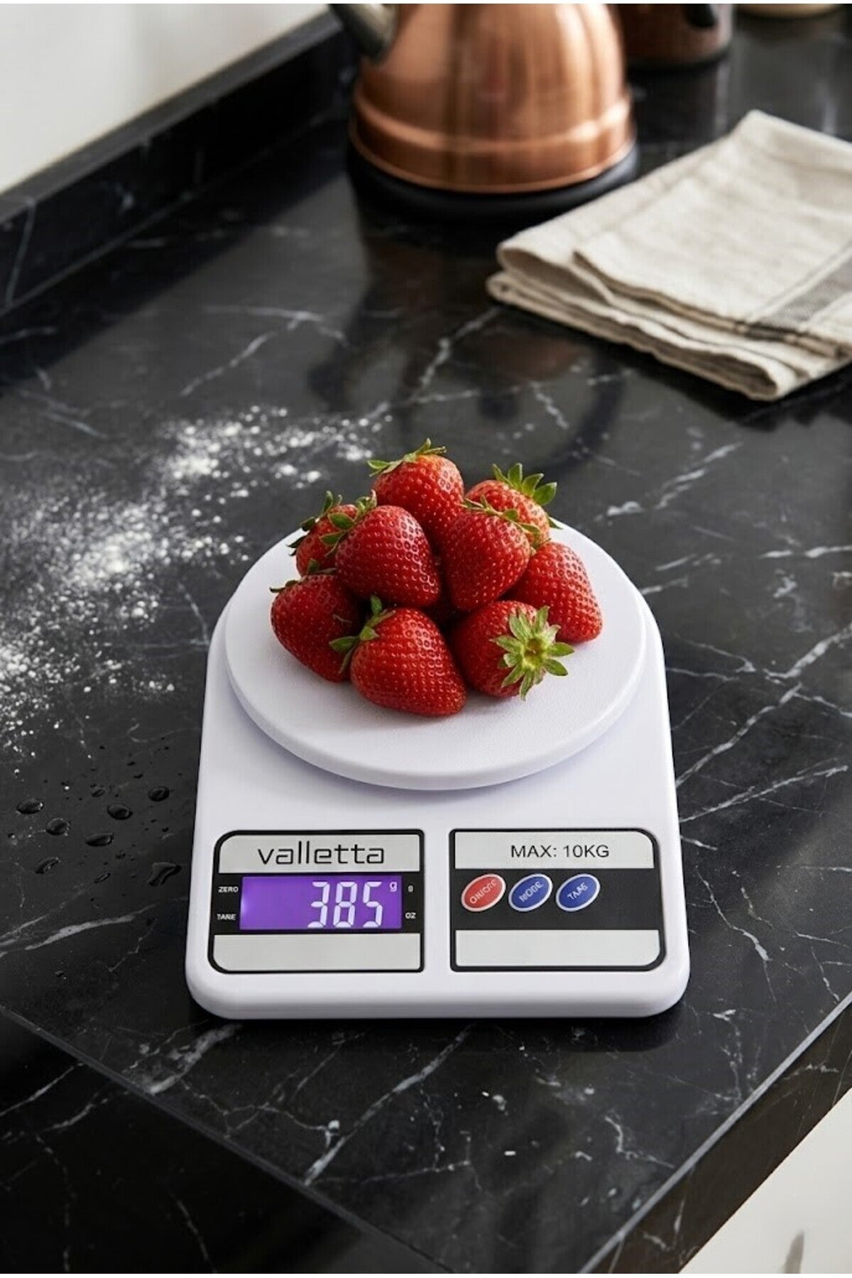 Yucca Pil Hediyeli Ekranlı Dijital Hassas Mutfak Tartısı, Mutfak Terazisi - Hassas Ölçüm 10 Kg