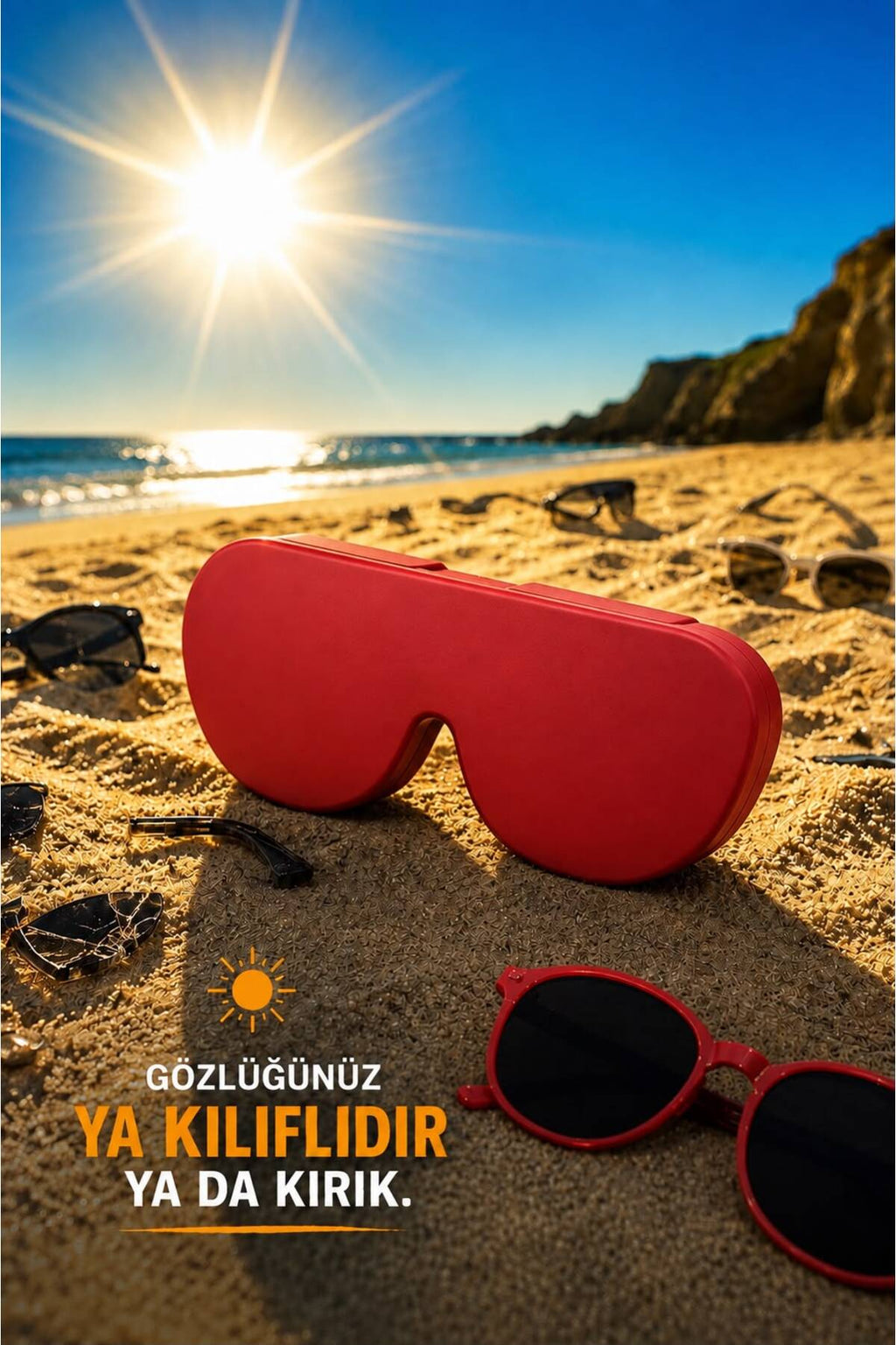 Margolis Katlanabilir Silikon Gözlük Kabı Kırmızı