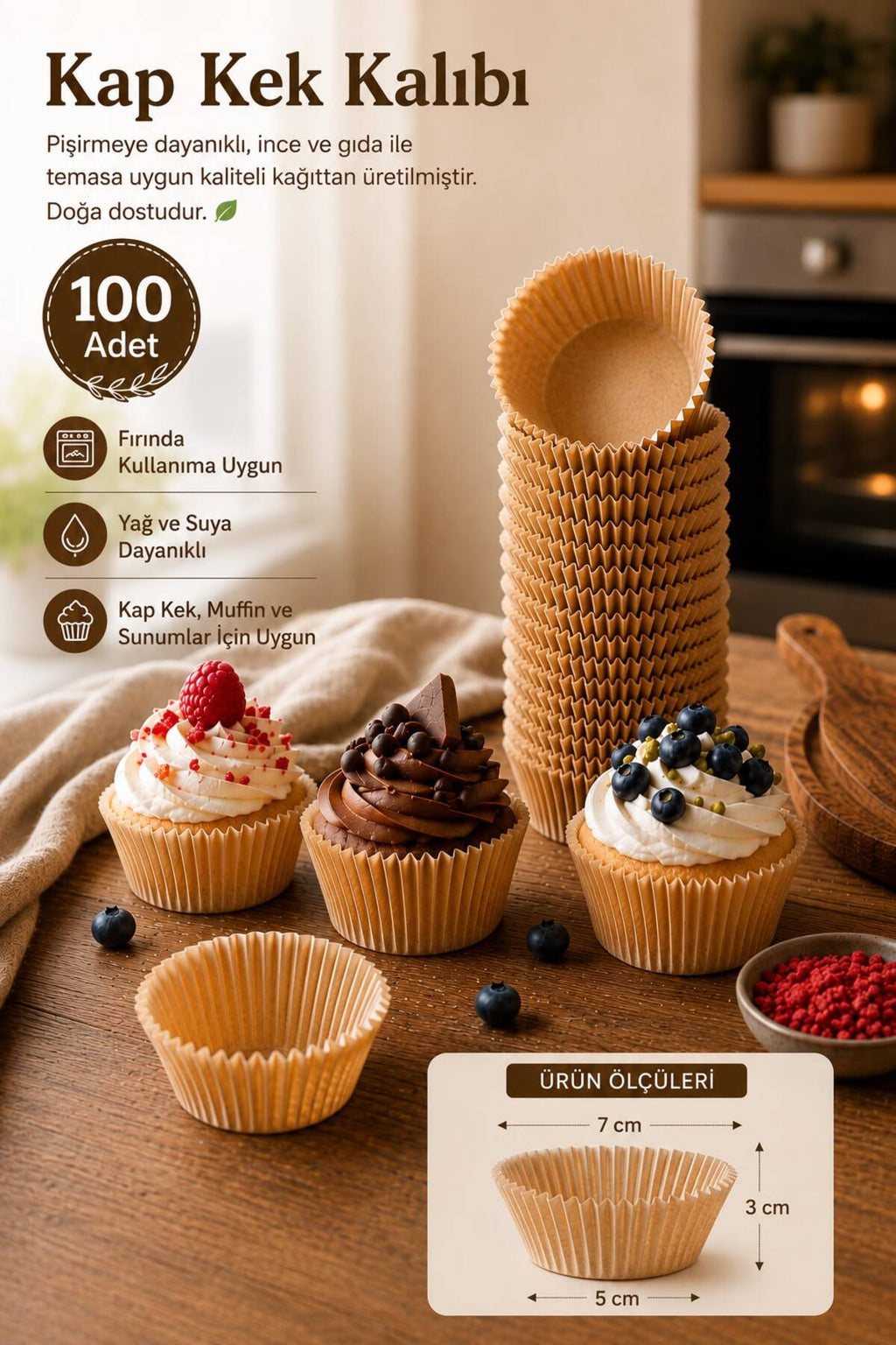 Rost 100’lü Kağıt Kek, Cupcake ve Muffin Kalıbı