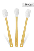 Indigo 3'lü Beyaz Noktalı Bambu Silikon Spatula Seti Uzun 26 cm