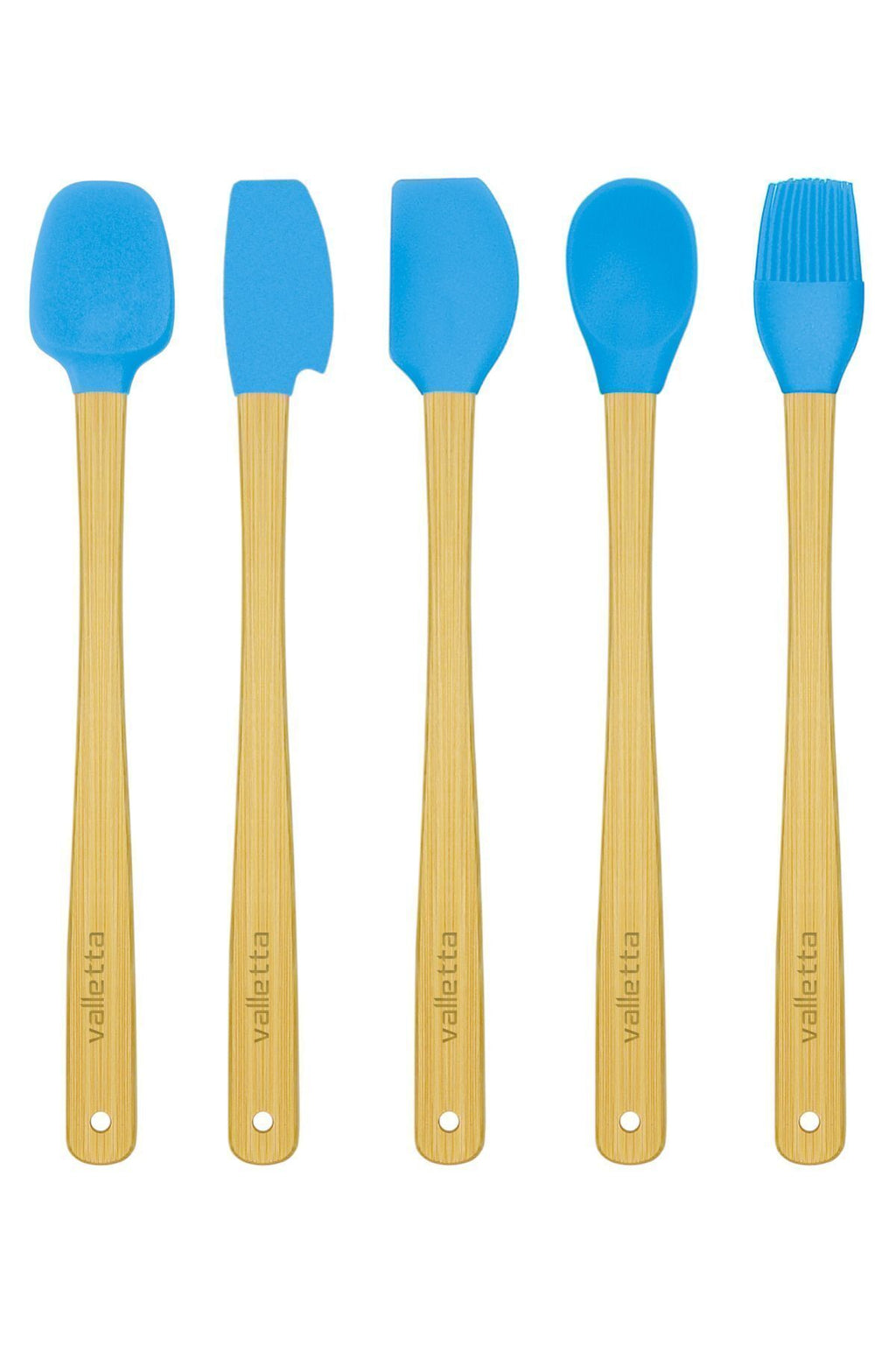 Indigo 5'li Turkuaz Bambu Silikon Spatula Seti Uzun 26 Cm