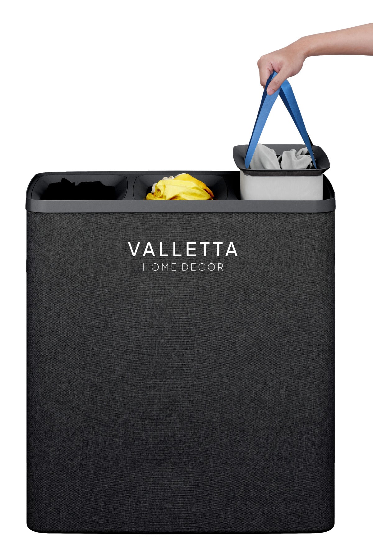 Paloma 120l Üç Yıkanabilir Bölmeli Katlanabilir Kumaş Kirli Çamaşır Sepeti Ink Black XL