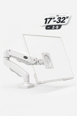 17-32 İnç Amortisörlü Monitör Kolu Tam Hareketli VESA Uyumlu Masa Kelepçeli Monitör Standı (2-9 kg) - BEYAZ