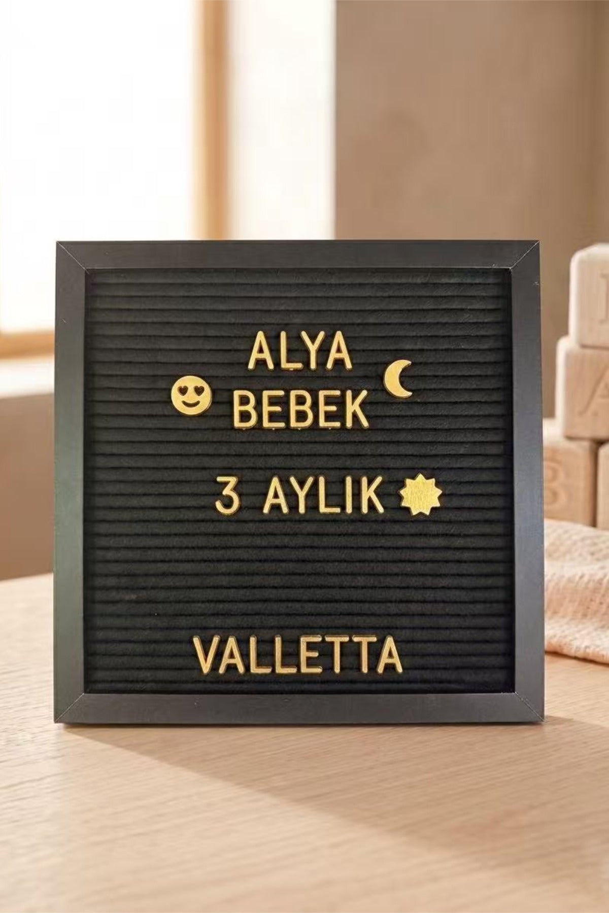 Palomita Ahşap Siyah Yazı Panosu Mesaj Tahtası ve Beyaz Gold Seti 230 Karakter