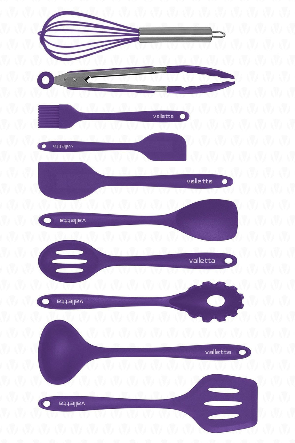 Salvatore Isıya Dayanıklı Yanmaz Yapışmaz Silikon Spatula Seti 10 Parça Mor