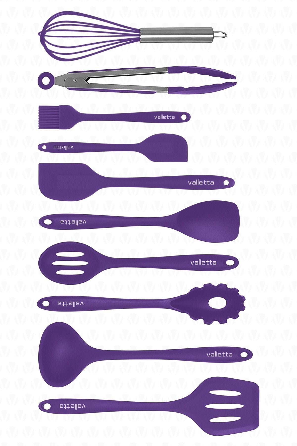 Salvatore Isıya Dayanıklı Yanmaz Yapışmaz Silikon Spatula Seti 10 Parça Mor