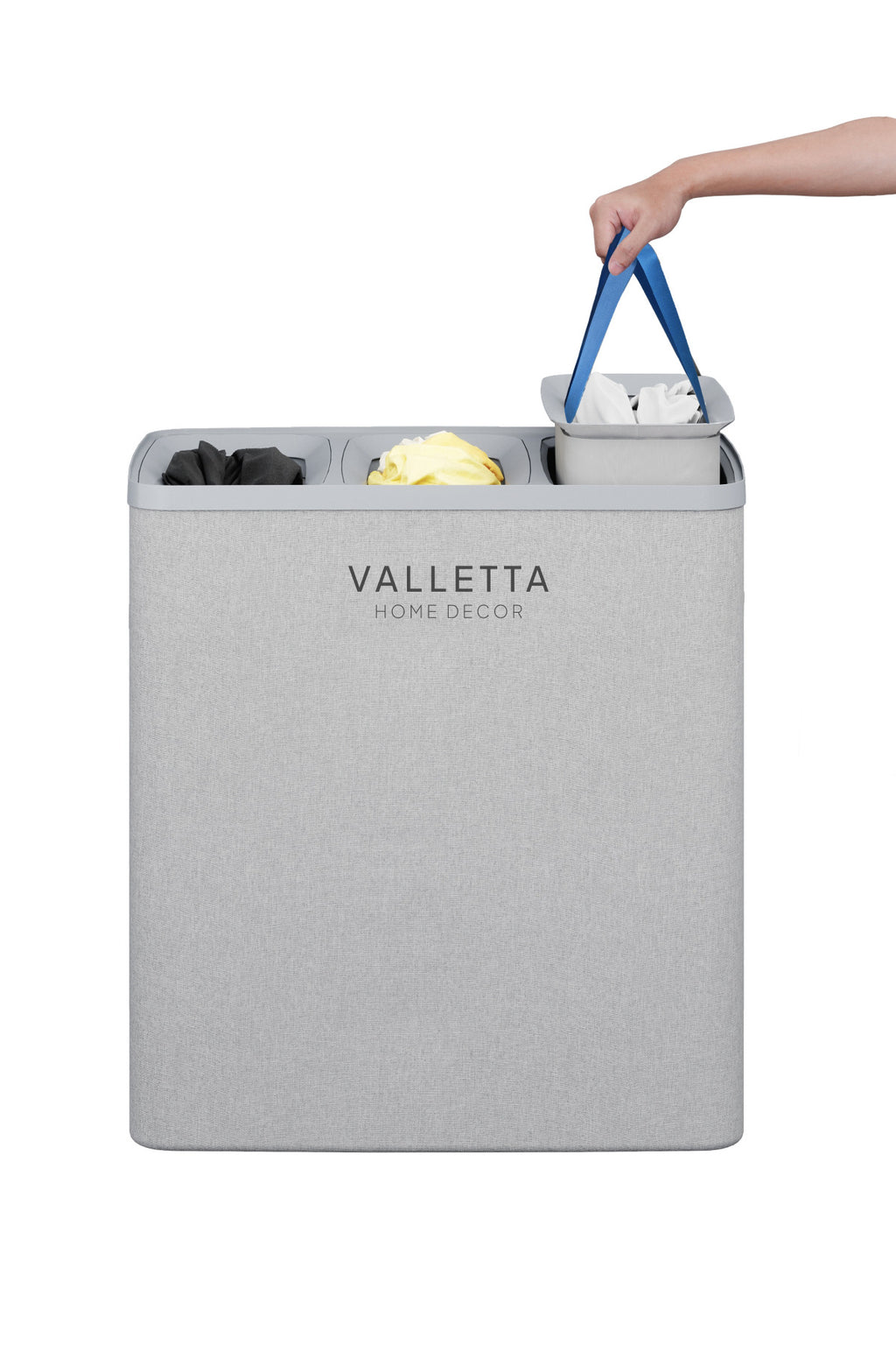 Paloma 120l Üç Yıkanabilir Bölmeli Katlanabilir Kumaş Kirli Çamaşır Sepeti Light Gray XL